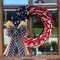 Patriotic Decor Bows for Wreaths,Burlap Red White Blue Stripe Stars (Beige)